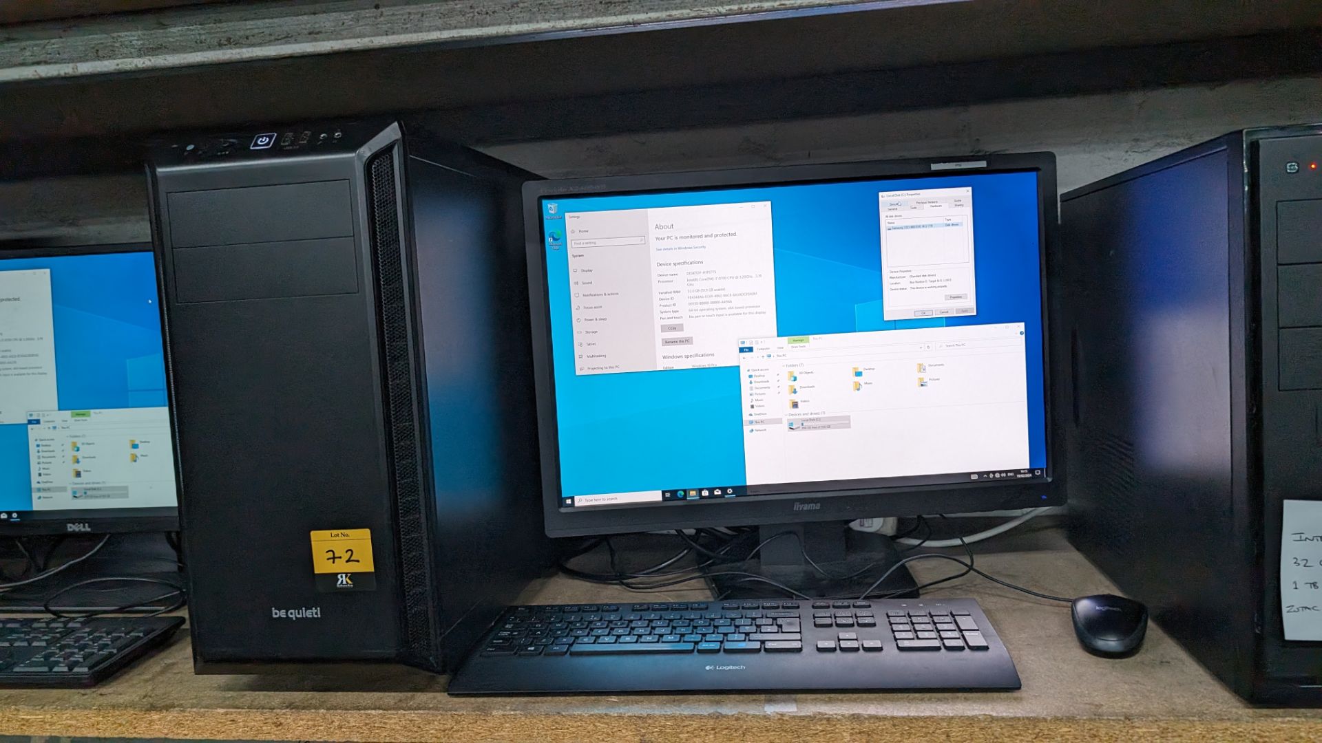 Desktop PC with be quiet! case, Intel Core i7 8700 CPU, 32GB RAM, 1TB Samsung 860 Evo SSD, Asus Nvid