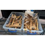 The contents of 2 crates of wooden hangers