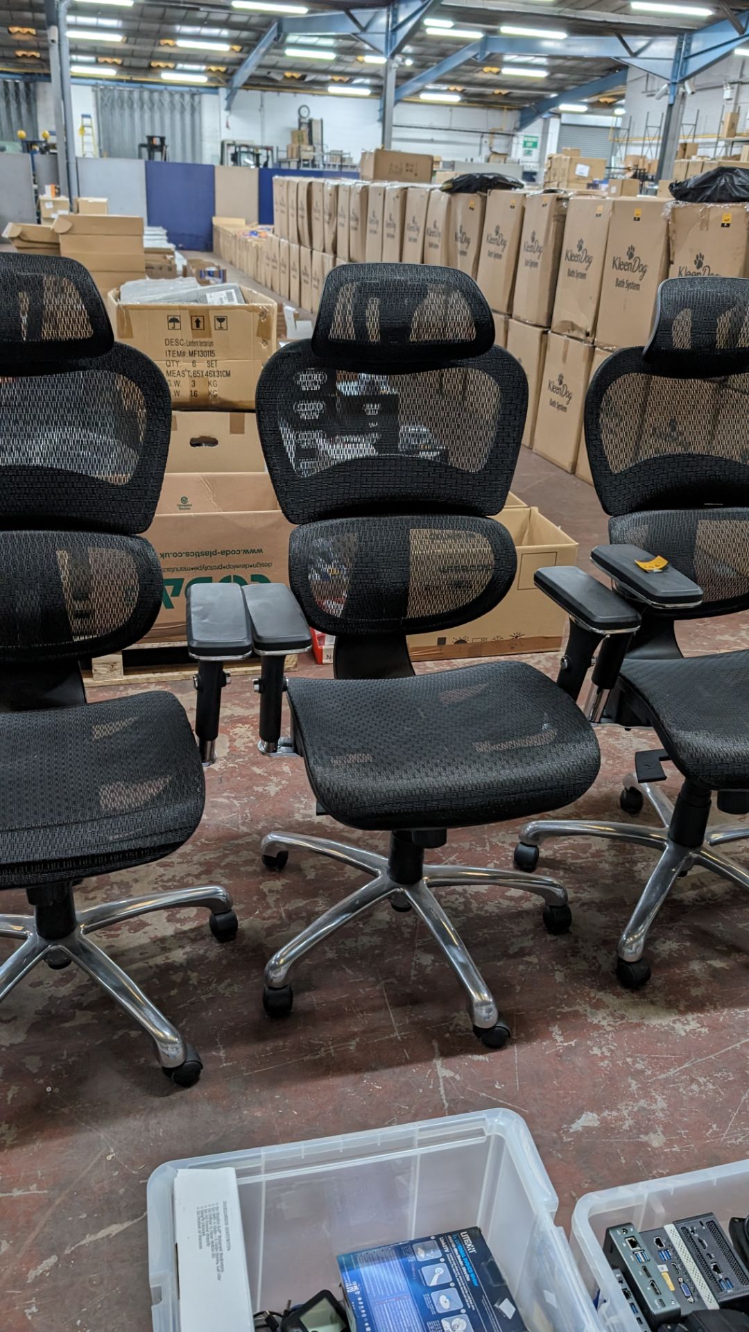 4 off black mesh fabric and chrome modern chairs with arms and headrests. NB: The chairs in lot 24 - Image 7 of 7