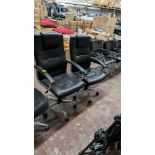 2 off black leather exec chairs on chrome bases