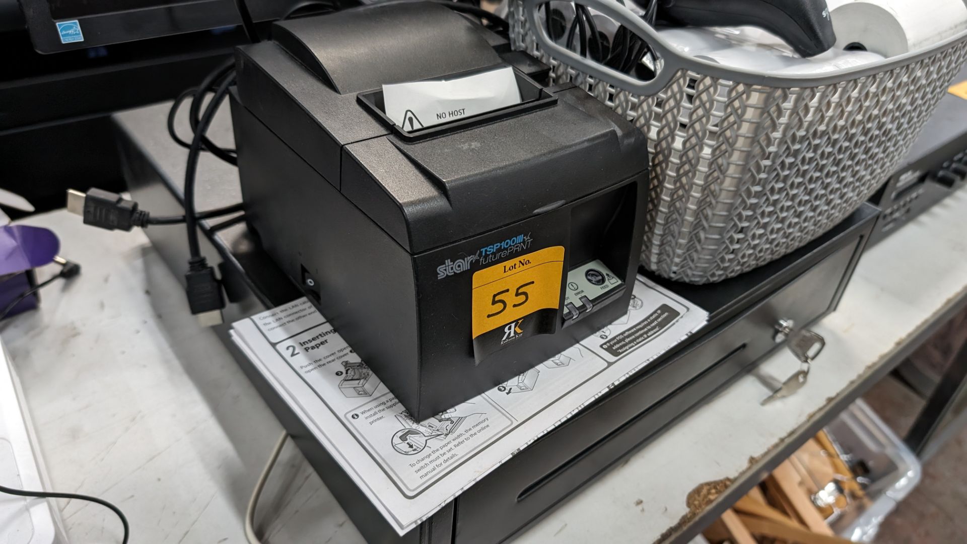 Epos equipment comprising cash drawer, Star thermal receipt printer, quantity of till roll, Socket m - Image 8 of 9