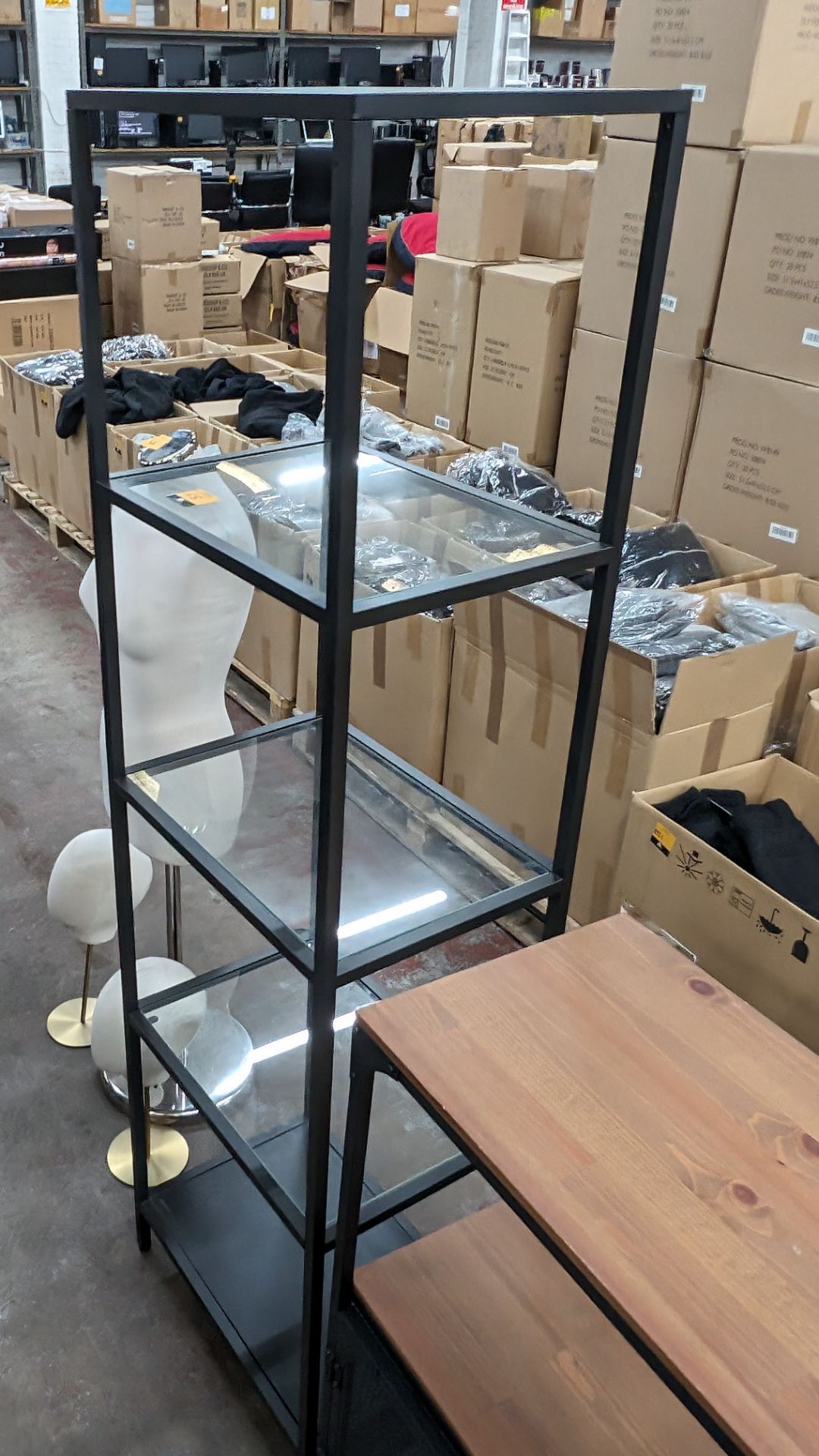 Black metal and glass display unit, measuring approximately 510mm x 360mm x 1750mm - Image 3 of 4