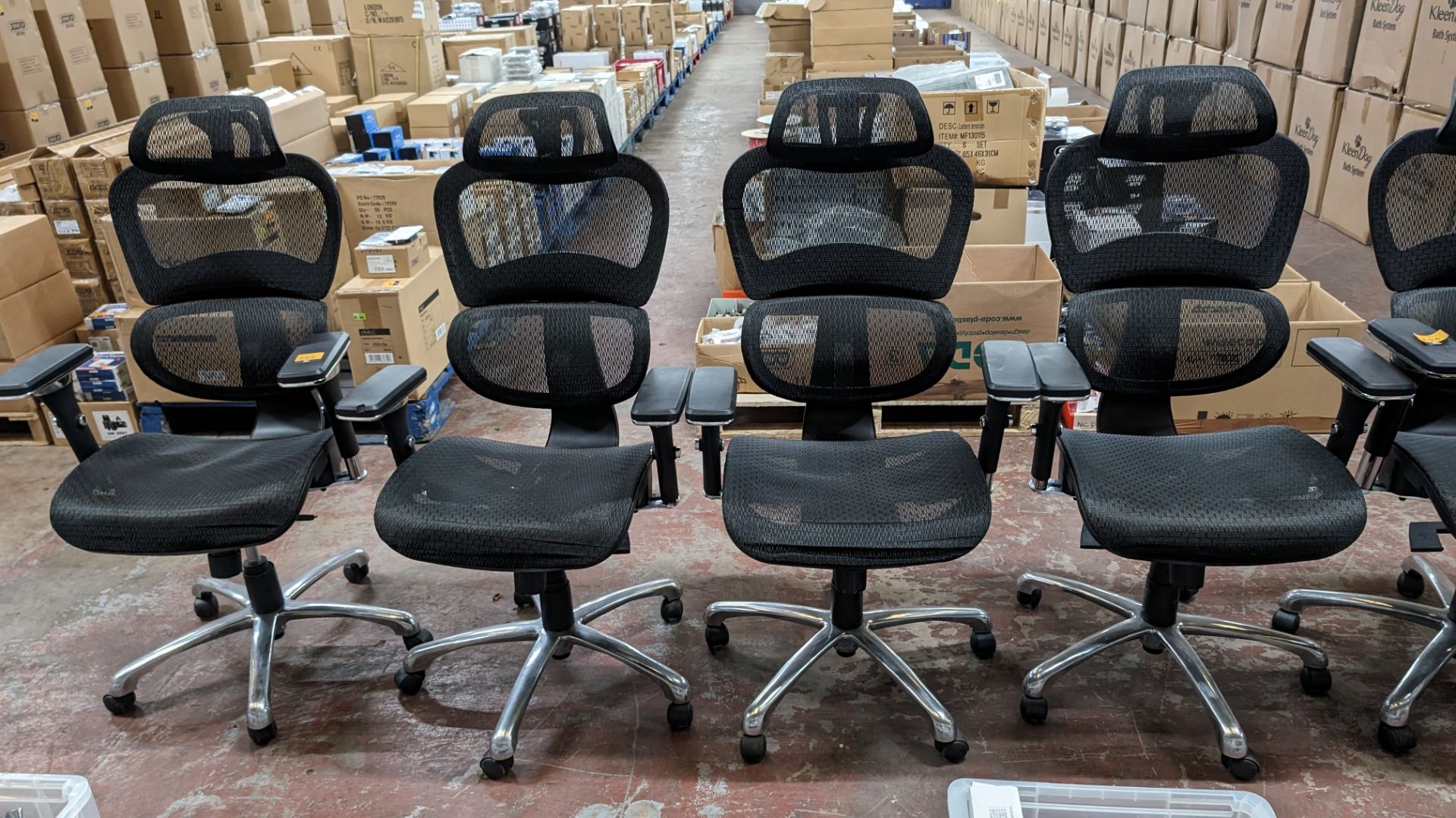 4 off black mesh fabric and chrome modern chairs with arms and headrests. NB: The chairs in lot 24 - Image 3 of 7