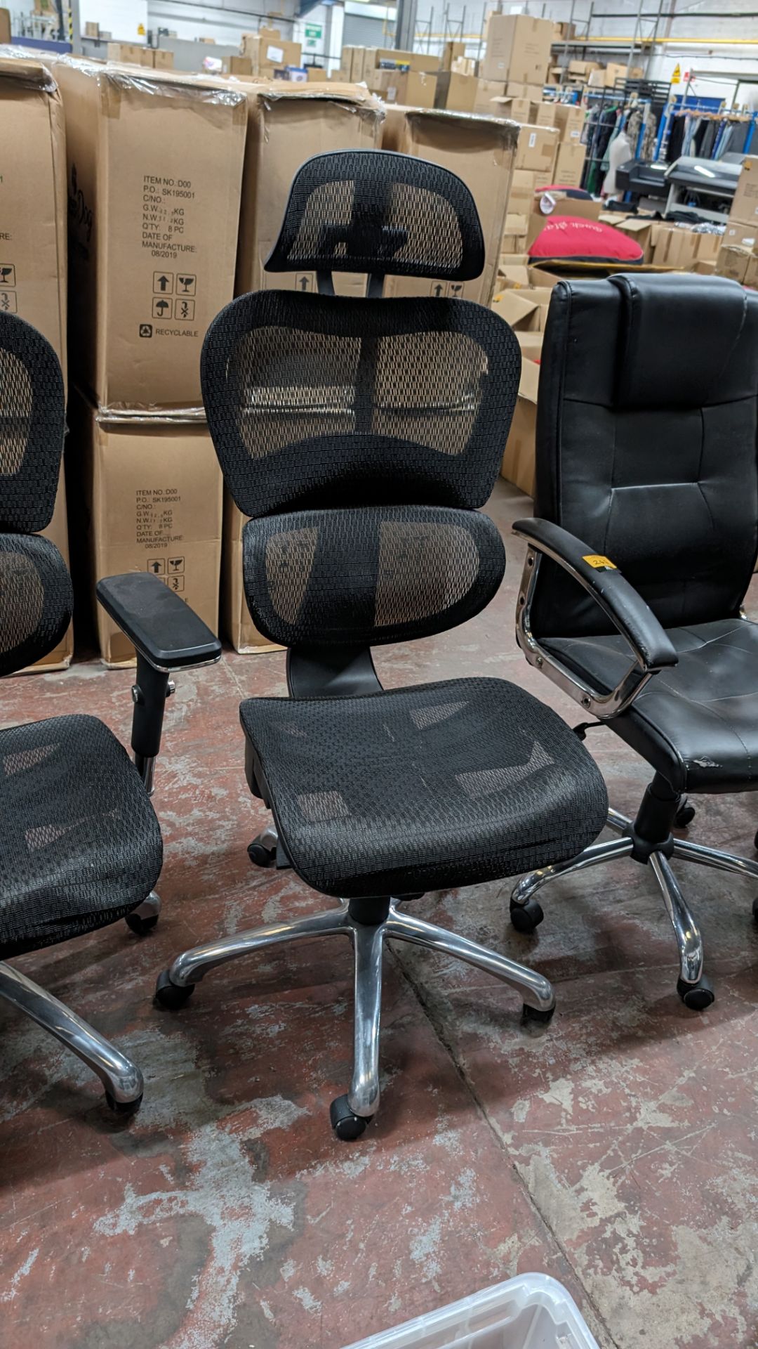 4 off black mesh fabric and chrome modern chairs with arms and headrests. NB: The chairs in lot 24 - Image 6 of 6