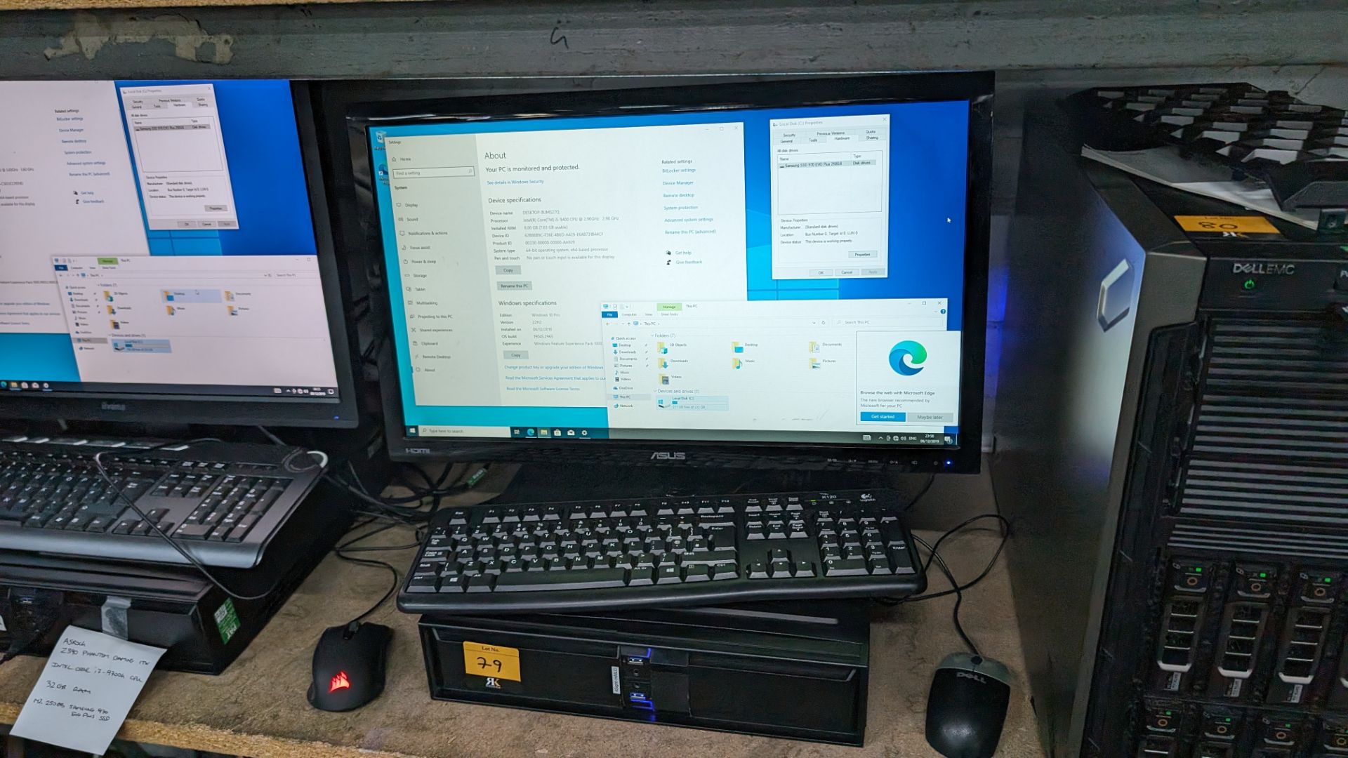 Desktop computer with ASRock Z390 Phantom gaming motorboard, Intel Core i5-9400 processor, 8GB RAM,
