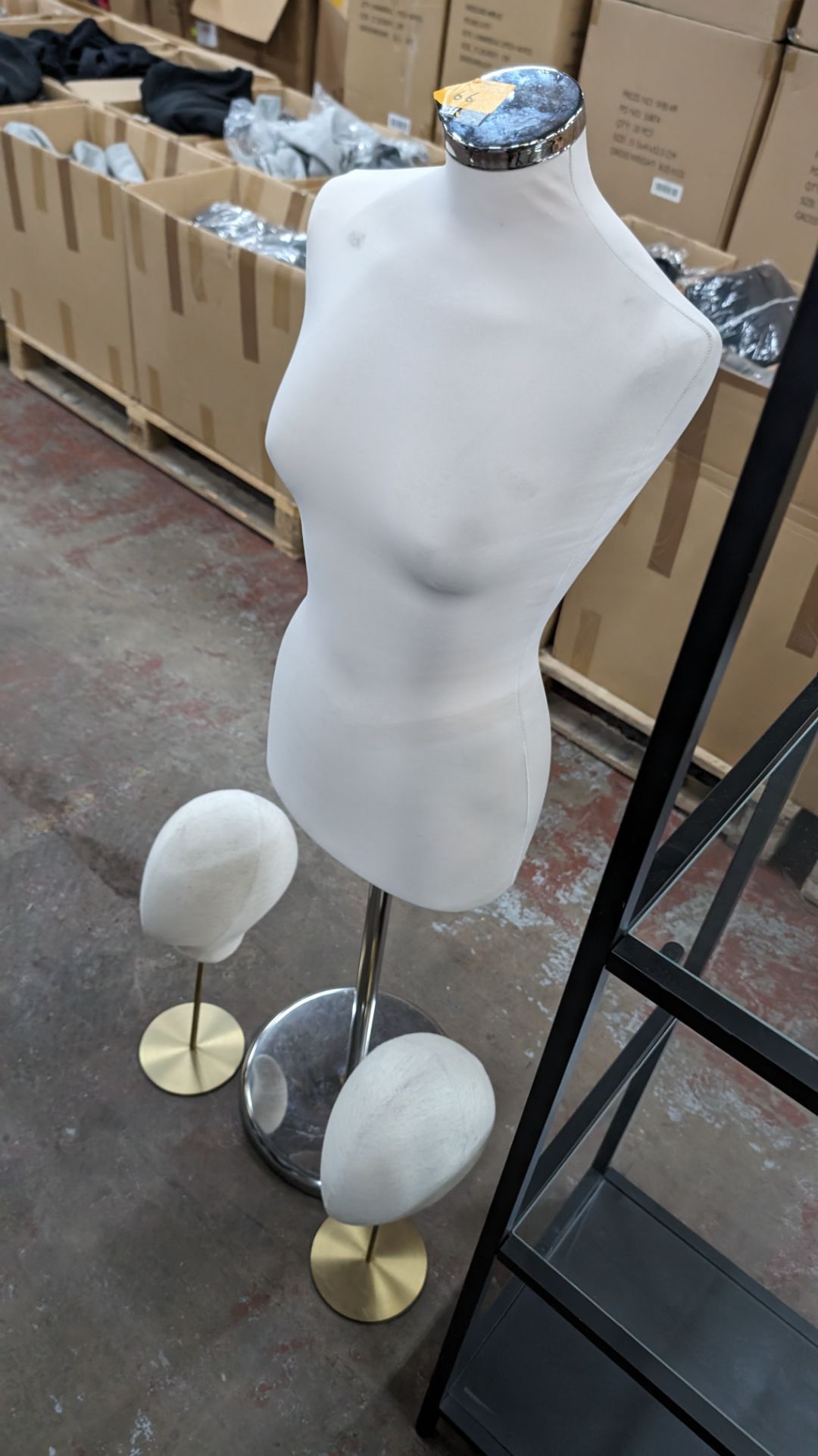 Tailor's dummy plus two 'head' hat display items