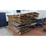 2 stacks of 1250 x 3000mm sheet materials. Each stack comprises 10 - 12 oversized pallets, each pal