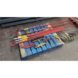 The contents of a pallet of Wolf Garden long handles & attachments for use with same