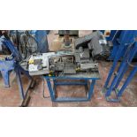 Draper horizontal/vertical metal cutting bandsaw including table upon which it is mounted/sat