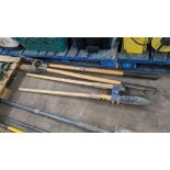 2 off twin handled post hole implements