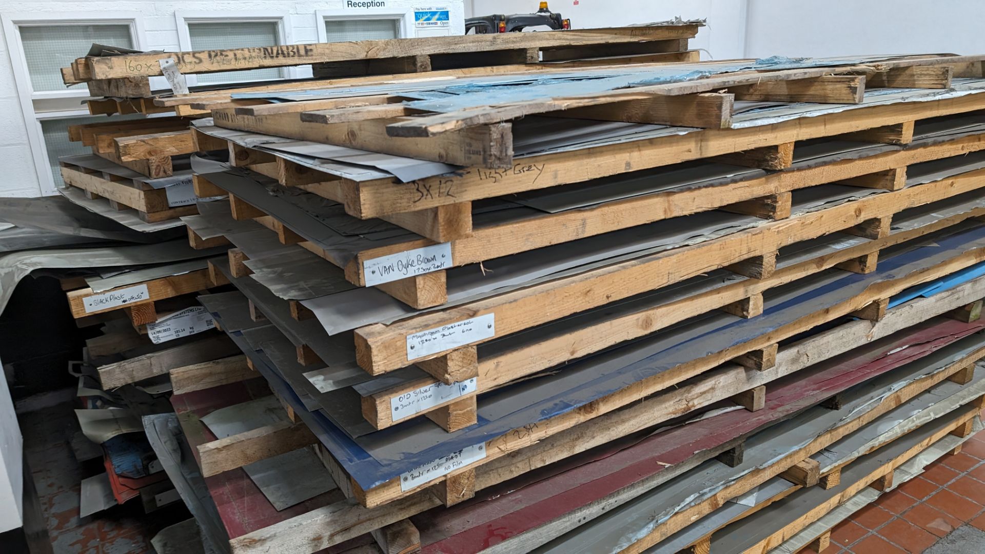 2 stacks of 1250 x 3000mm sheet materials. Each stack comprises 10 - 12 oversized pallets, each pal - Image 15 of 21