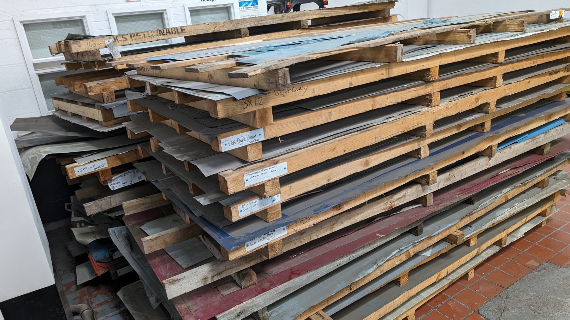 2 stacks of 1250 x 3000mm sheet materials. Each stack comprises 10 - 12 oversized pallets, each pal - Image 16 of 21