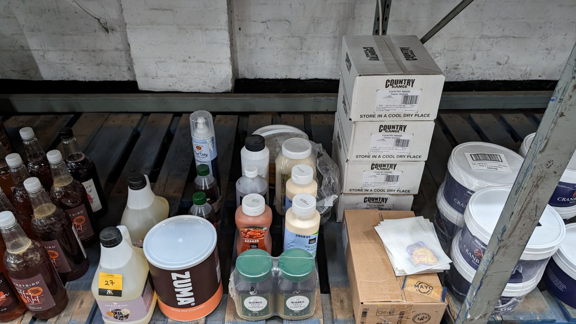 Mixed lot of frappe base, powdered drinks, bottles of table sauces & more, plus 5 boxes of sachets, - Image 2 of 11