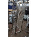 Stainless steel mobile trolley for holding gastronorm trays or similar