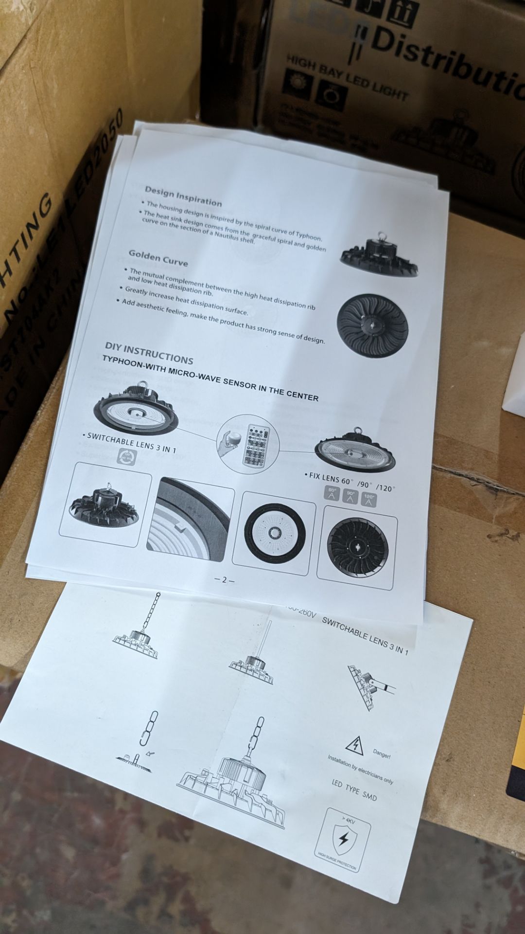 12 off high bay LED lights, model name Typhoon (Nautilus Shell Inspired Heat Sink Design) switchable - Bild 5 aus 8