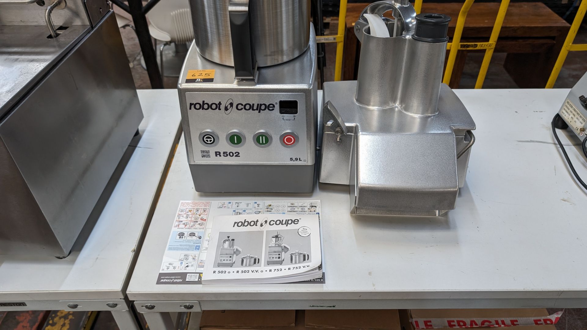 Robot Coupe model R502 5.9L commercial food processor plus vegetable processor attachment. Both the - Image 3 of 10