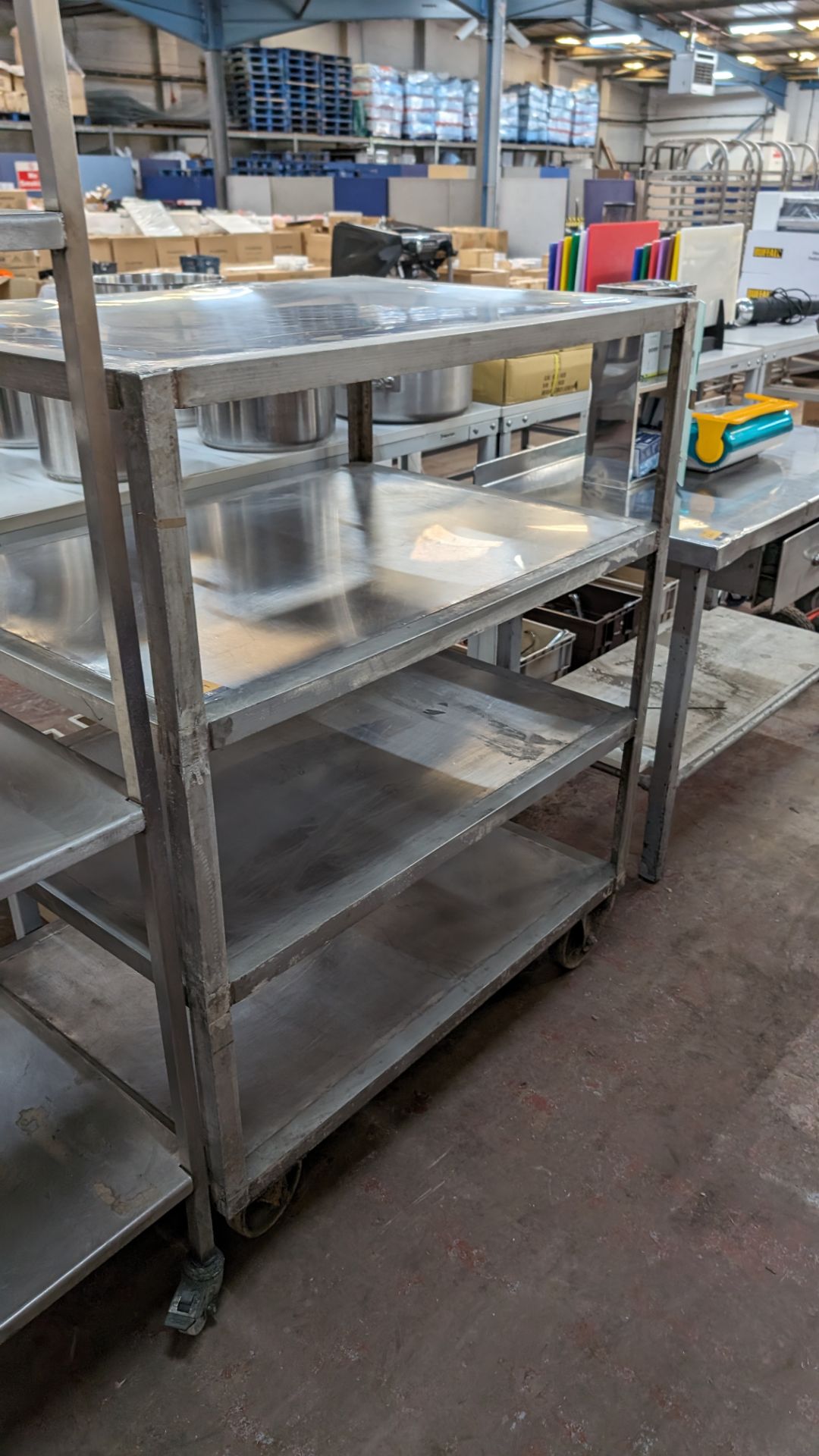 Mobile stainless steel rack with max dimensions of approximately 1,085mm x 750mm x 1,320mm. NB: on - Image 2 of 6