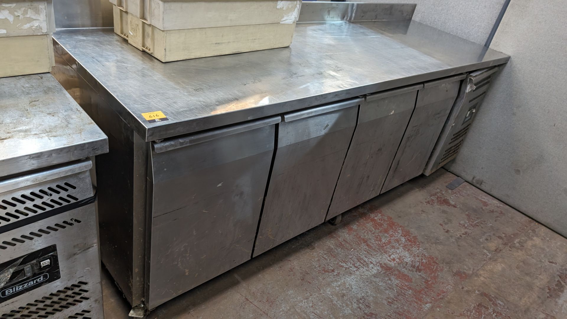 Blizzard stainless steel 4-door refrigerated prep cabinet