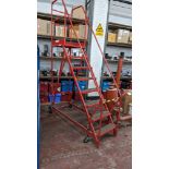 Library steps, with hand operated braking system, 8 tread, platform height 1,800mm
