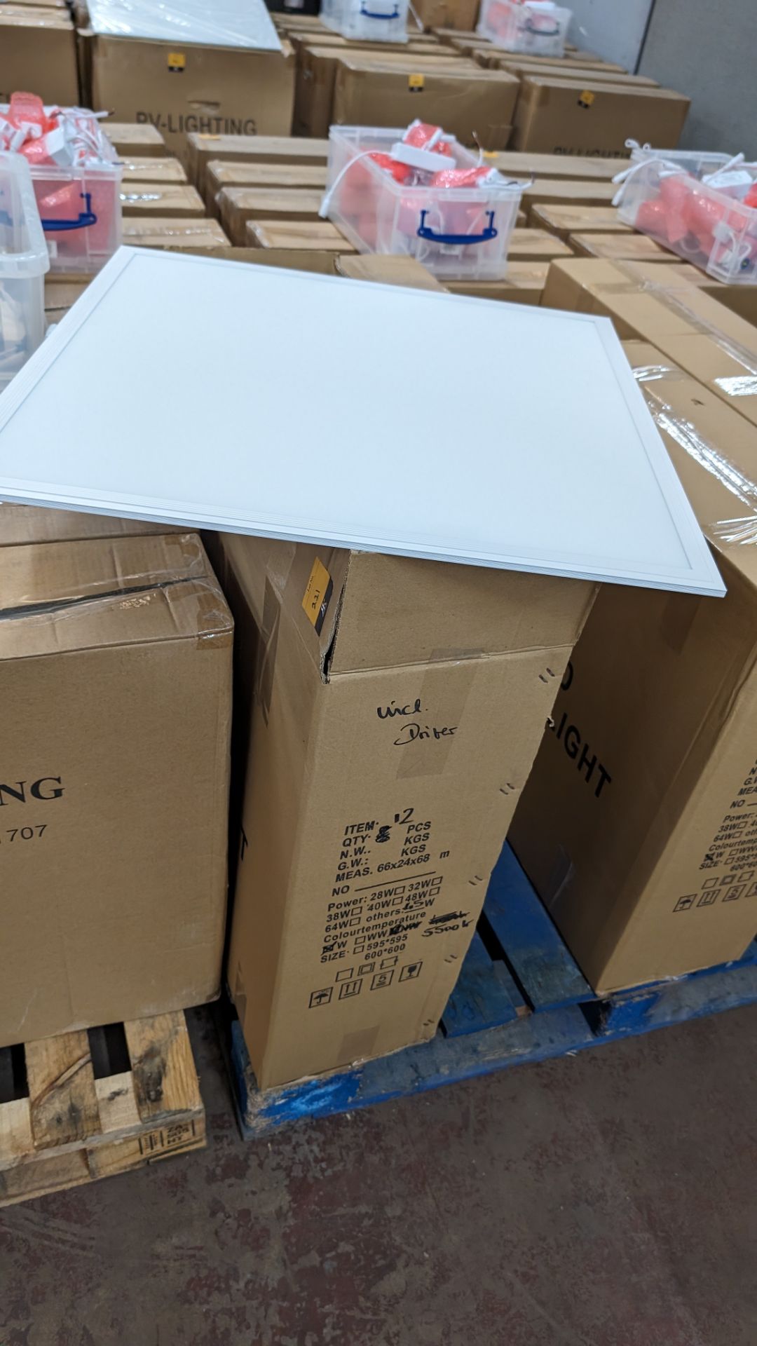 12 off 595mm x 595mm 5500k 45w LED lighting panels, each including driver - 1 carton