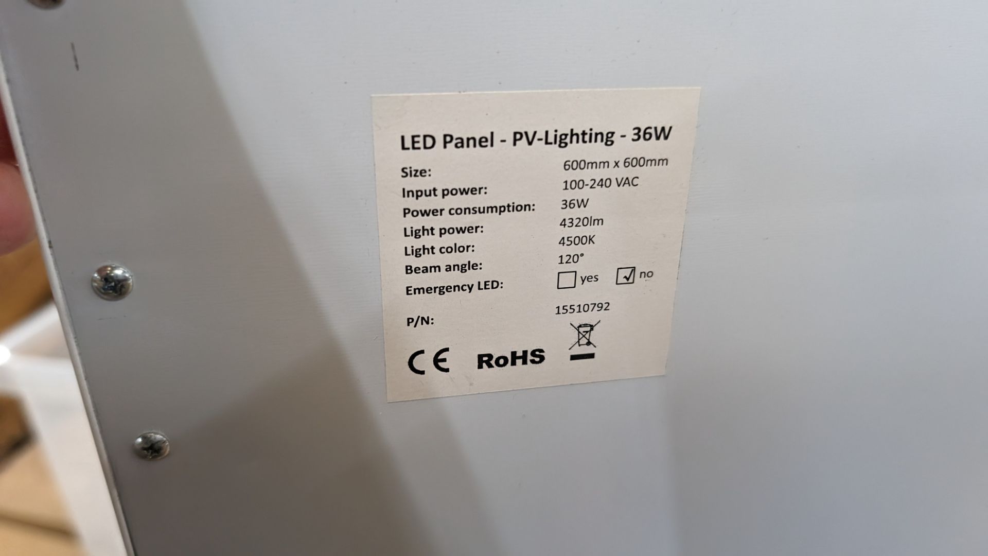 16 off 600mm x 600mm 36w 6000k 4320 lumens cold white LED lighting panels. 36w drivers. This lot c - Image 12 of 16