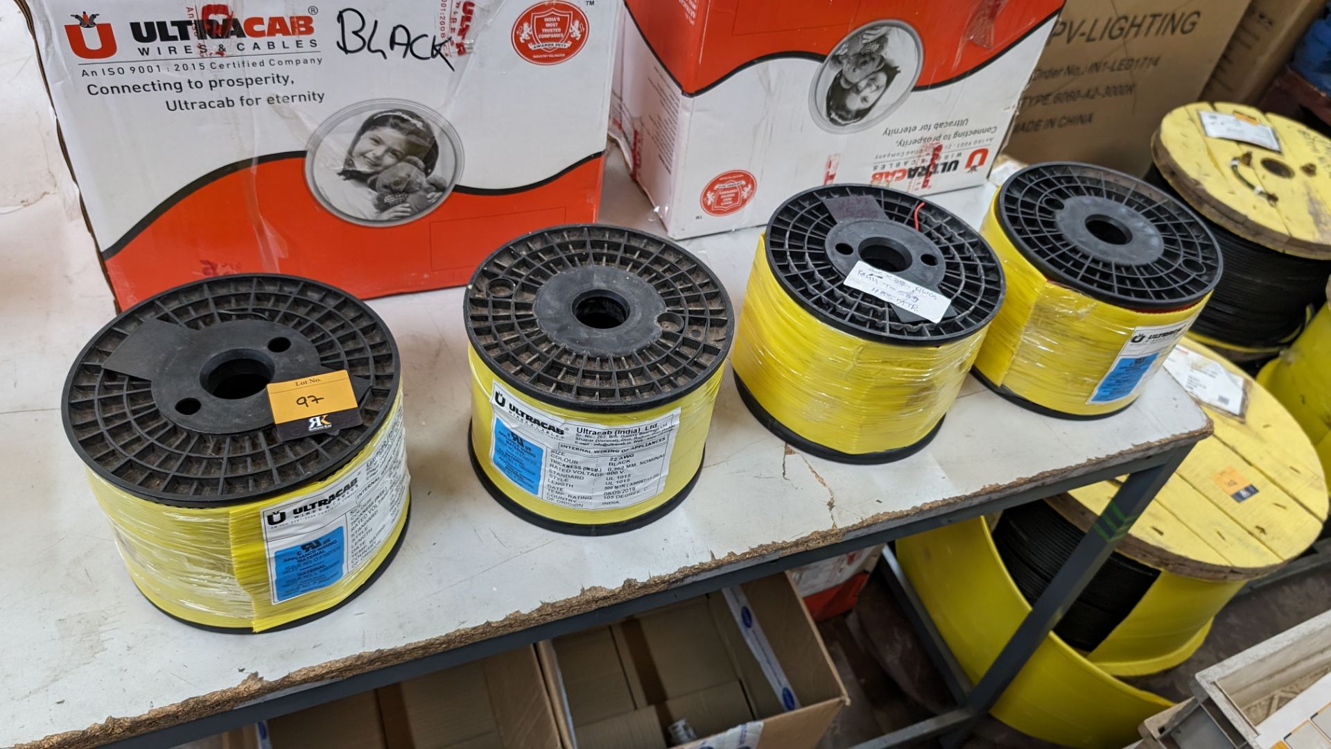 4 off 500m reels of black 22AWG cable - Image 2 of 6