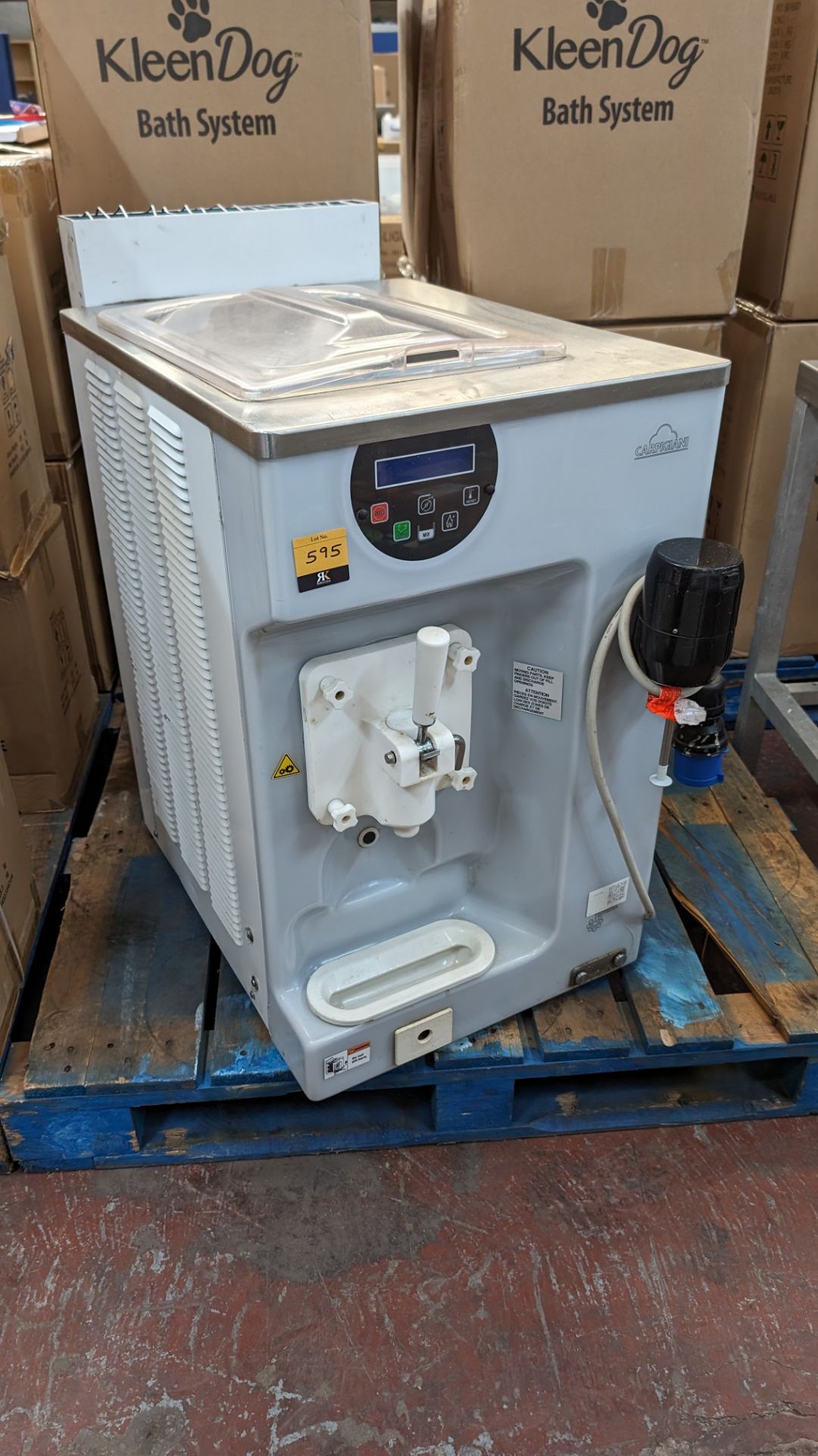 2021 Carpigiani model 191K M Commercial Soft Server Milkshake Machine with mounted spinner.