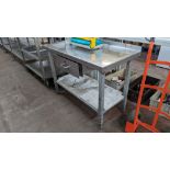 Stainless steel topped table with pull out drawer
