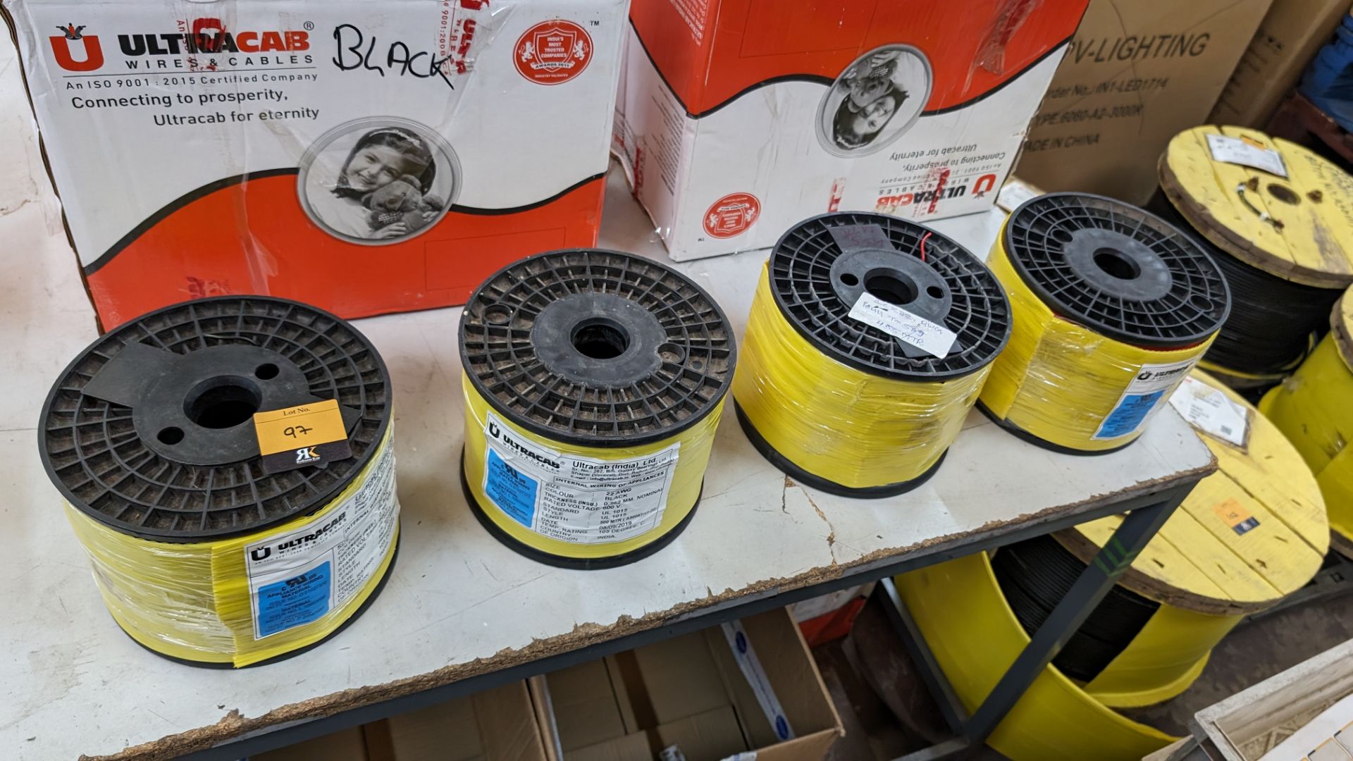 4 off 500m reels of black 22AWG cable