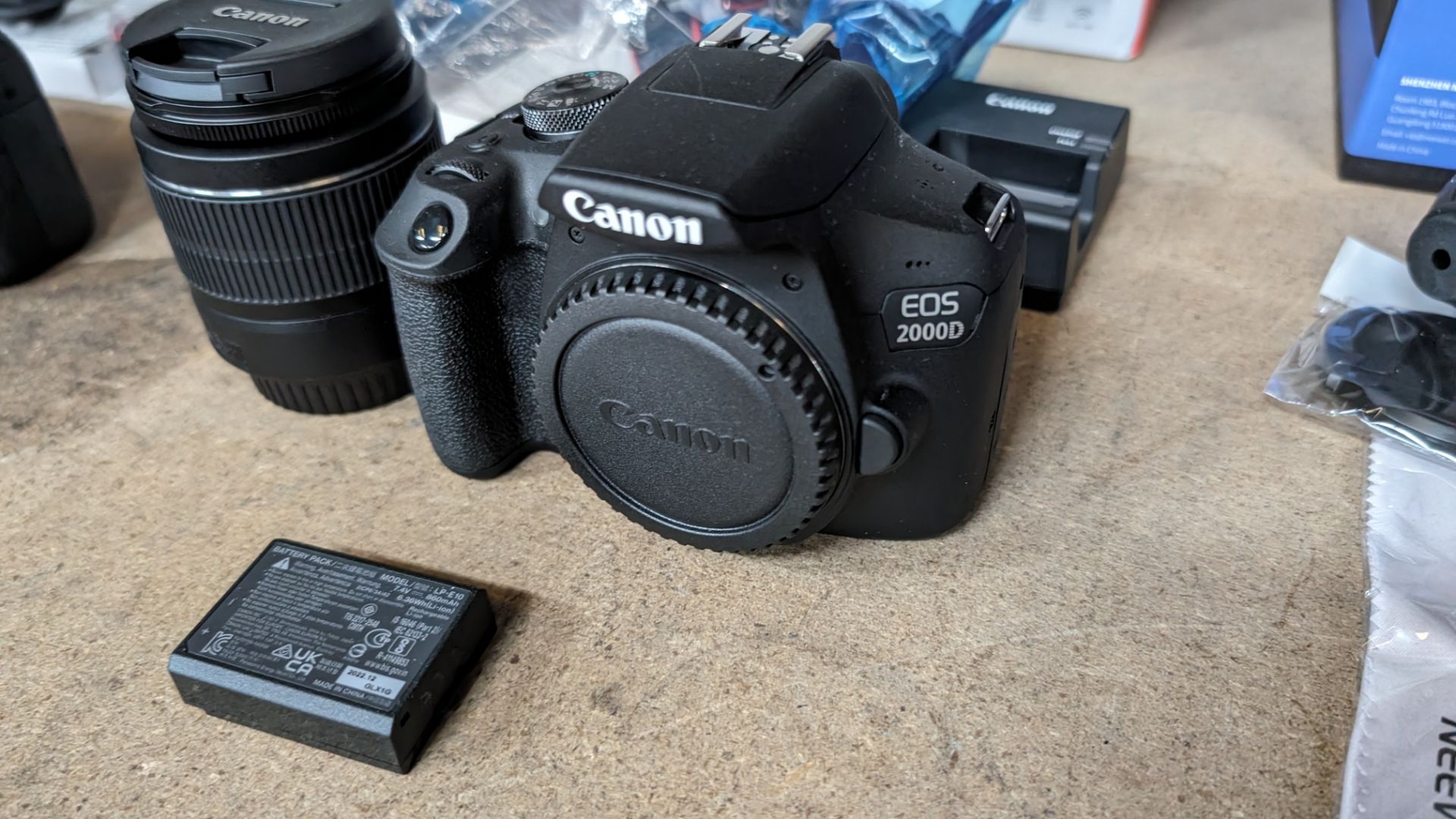 Canon EOS 2000D camera with EFS 18-55mm lens plus battery, charger, strap and more - Image 5 of 15