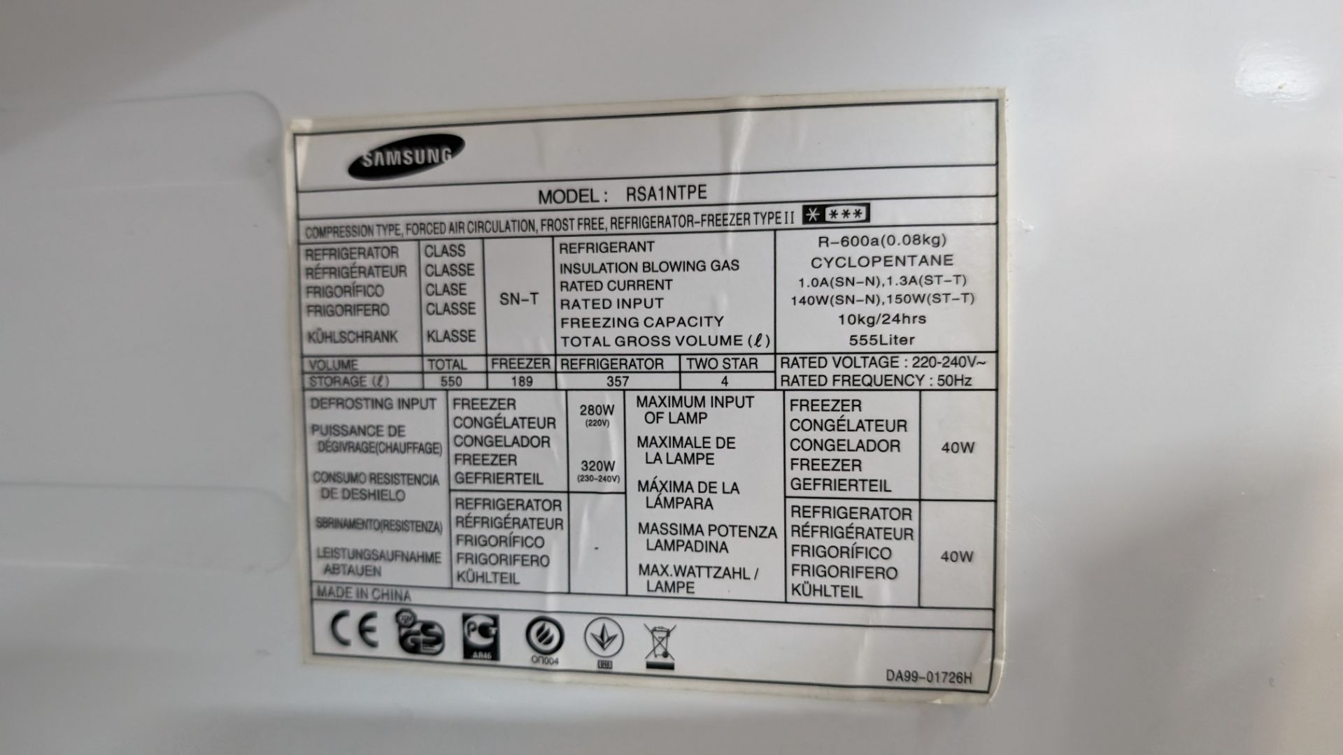 Samsung American Style silver fridge/freezer model RSA1NTPE - Bild 13 aus 13
