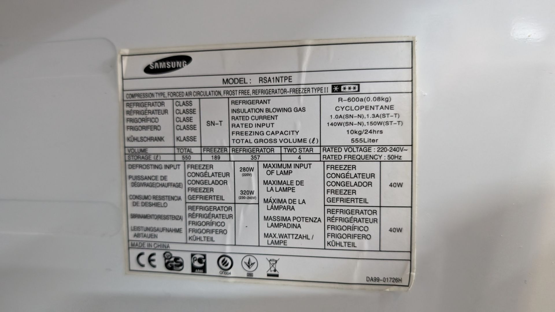 Samsung American Style silver fridge/freezer model RSA1NTPE - Image 13 of 13