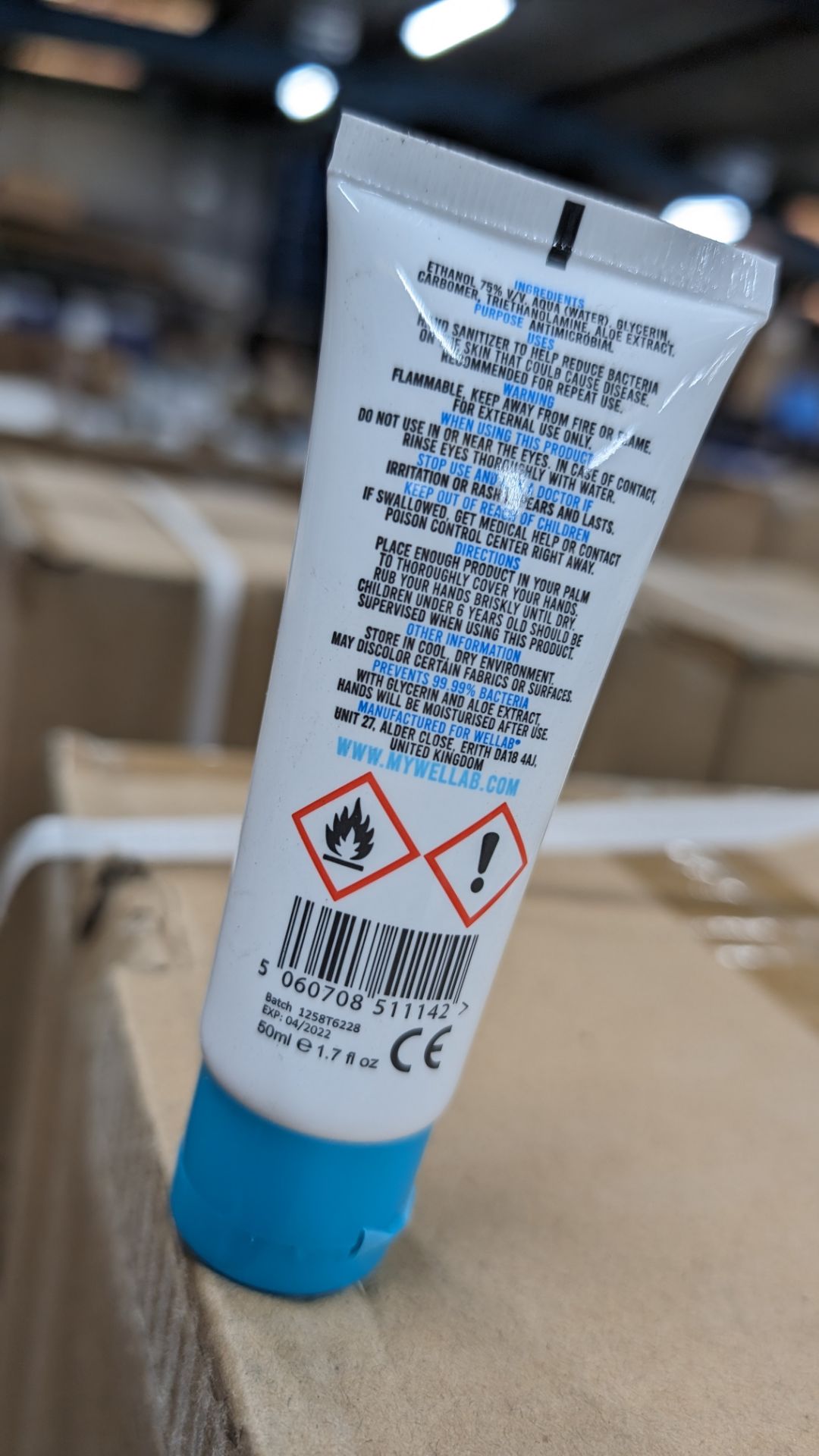 Pallet of Wellab anti-bacterial hand sanitizer with moisturiser. In 50ml tubes. Expiry April 2022. - Image 9 of 12