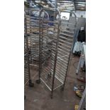 Stainless steel mobile trolley for holding gastronorm trays or similar