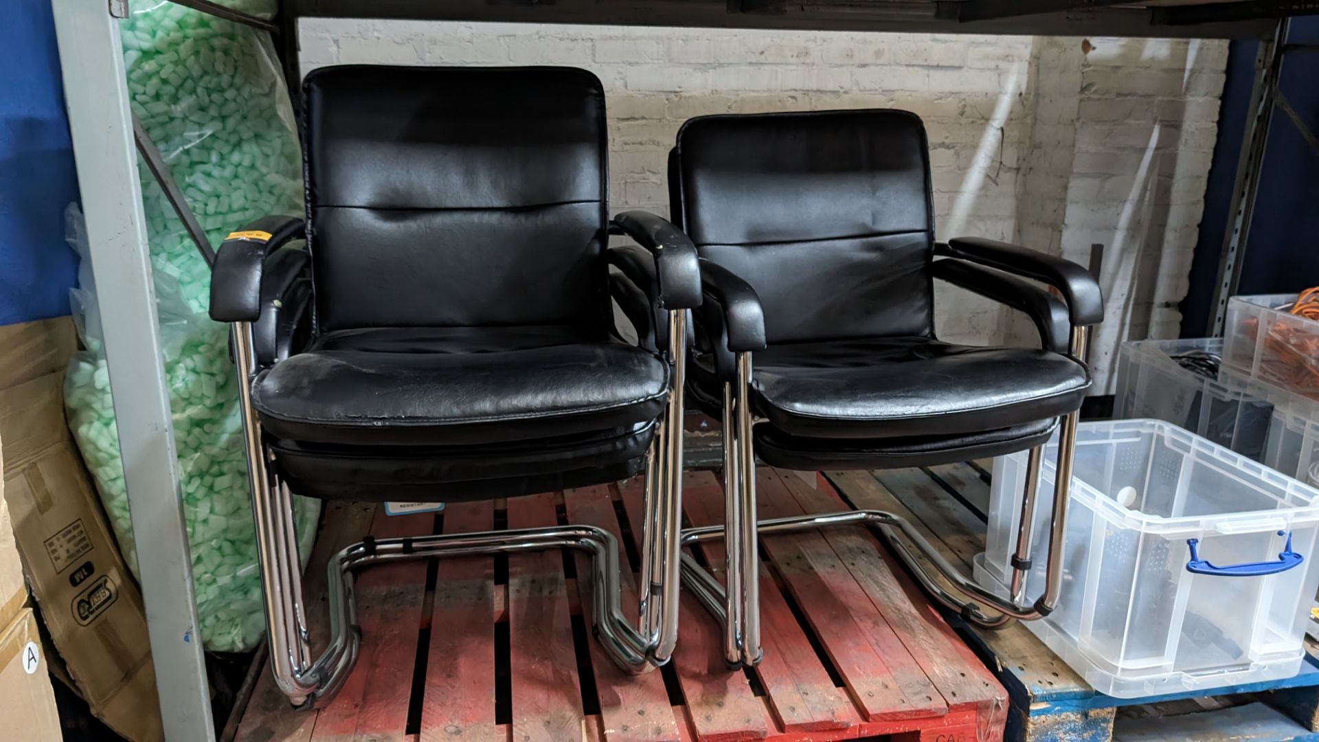 5 off matching stacking leather & chrome chairs