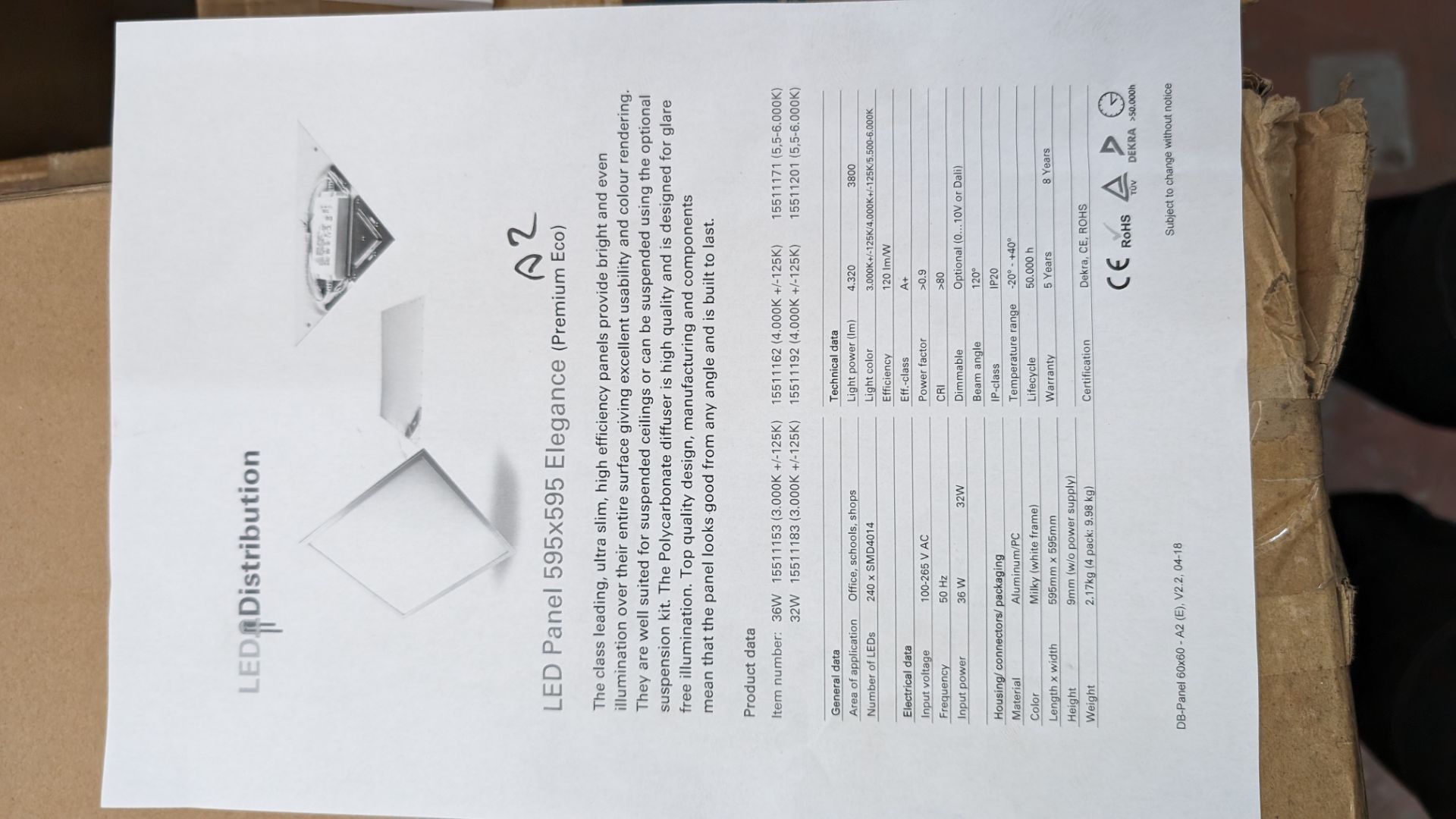 20 off Elegance Premium Eco 595mm x 595mm LED lighting panels. 5500k. 28/36w input power. 36w dri - Image 8 of 16