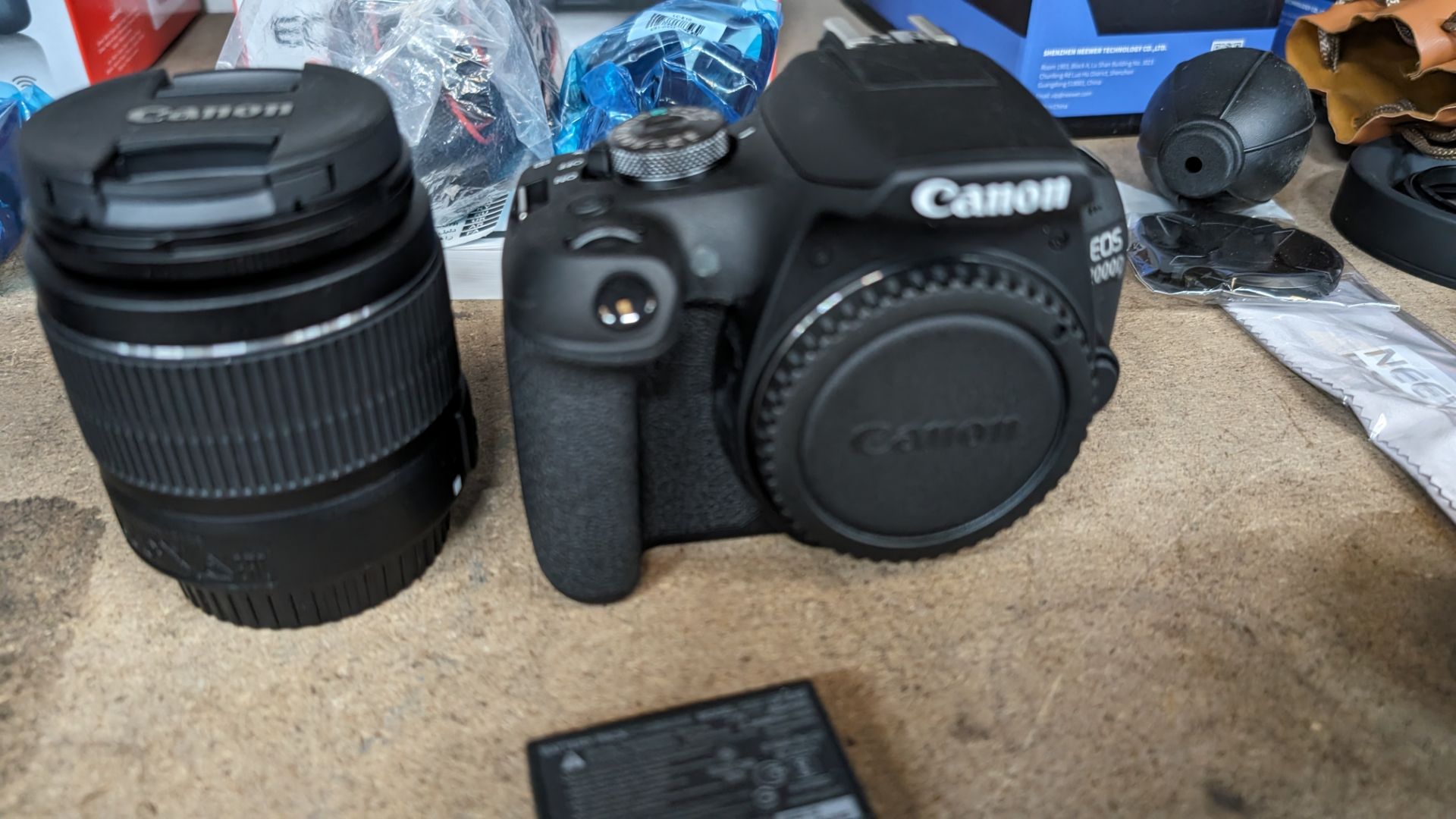 Canon EOS 2000D camera with EFS 18-55mm lens plus battery, charger, strap and more - Image 4 of 15