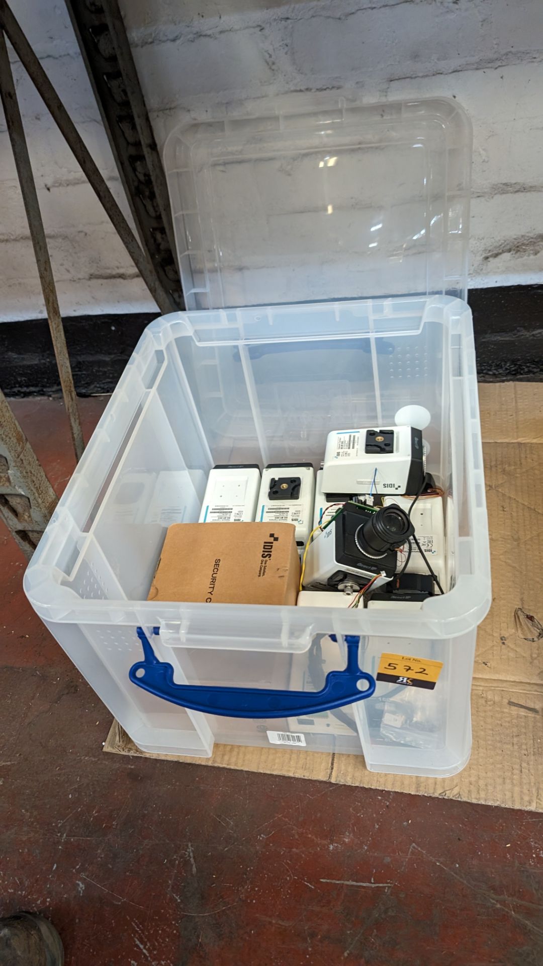 The contents of a crate of CCTV cameras and similar