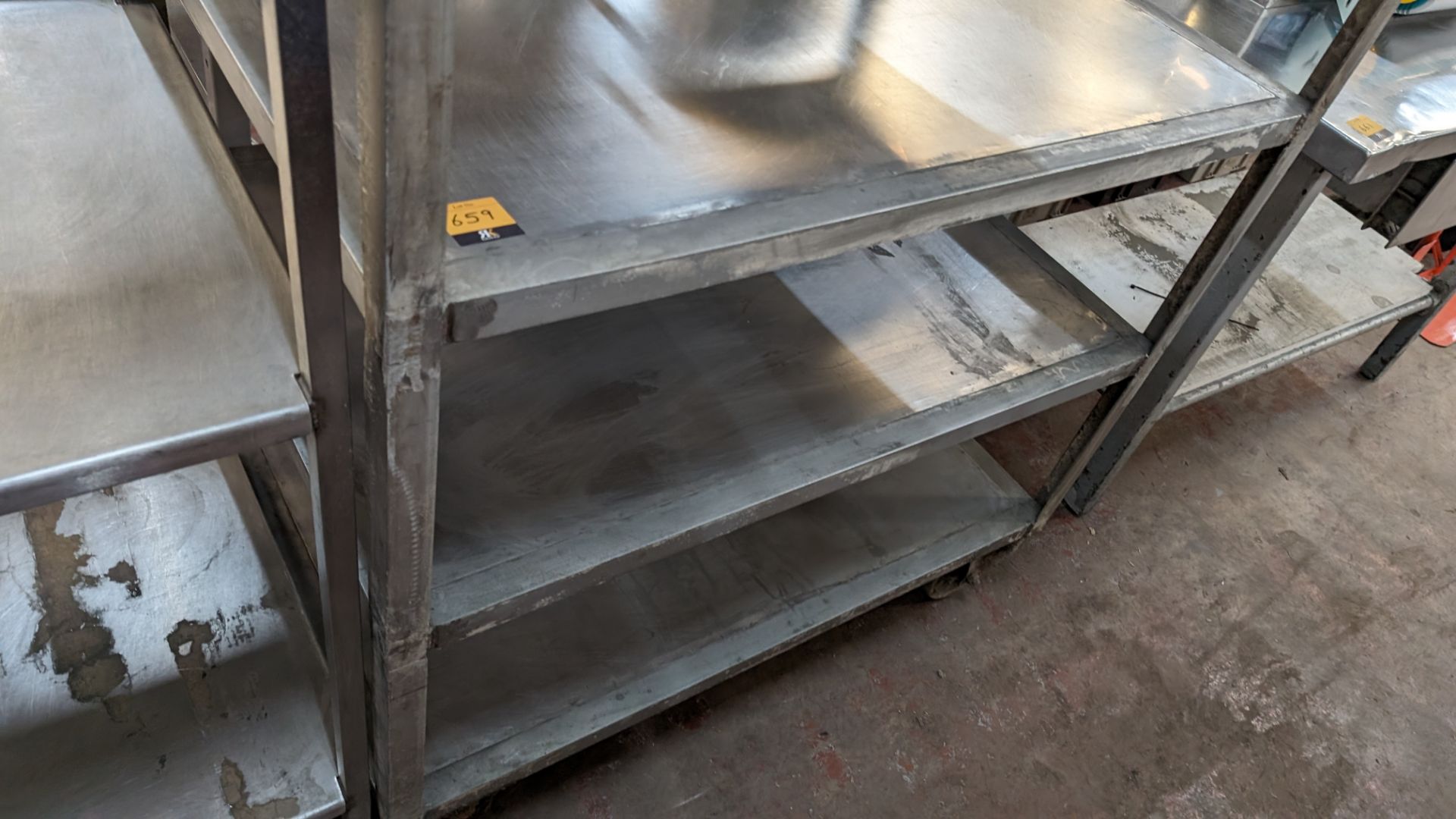 Mobile stainless steel rack with max dimensions of approximately 1,085mm x 750mm x 1,320mm. NB: on - Image 4 of 6