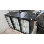 Blizzard black back bar/bottle fridge with three clear doors