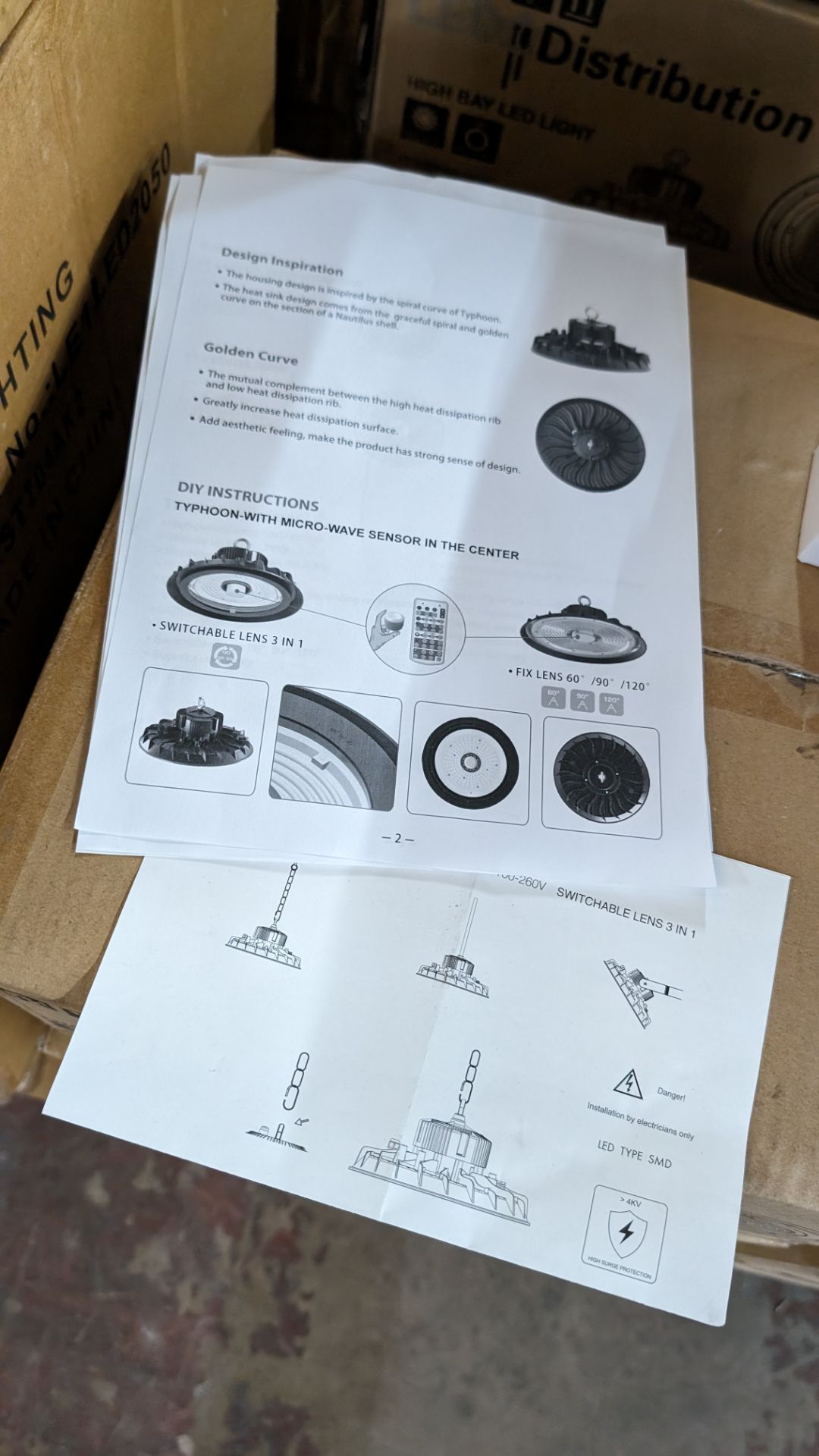5 off high bay LED lights, model name Typhoon (Nautilus Shell Inspired Heat Sink Design) switchable - Image 4 of 5