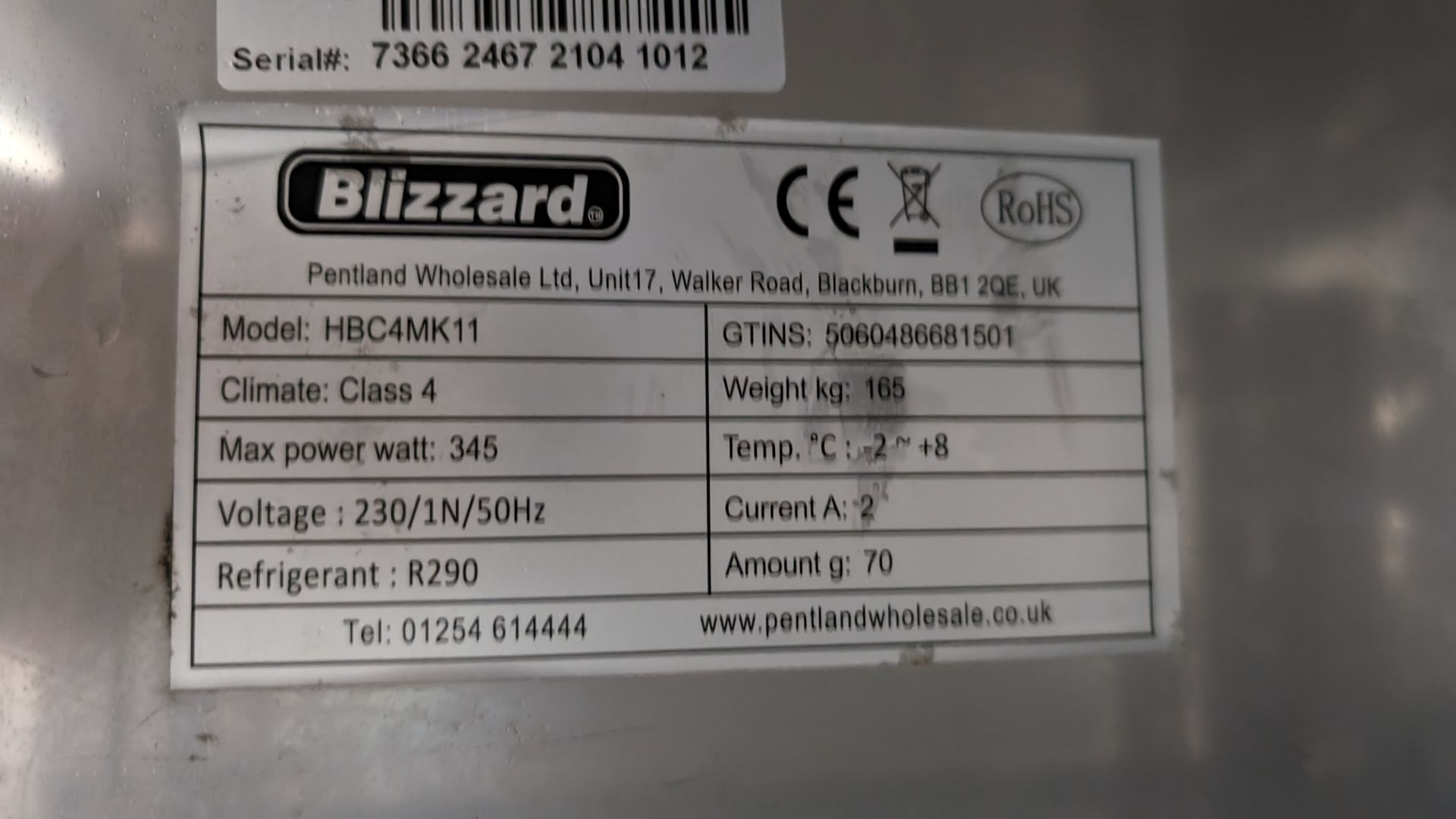 Blizzard stainless steel 4-door refrigerated prep cabinet - Image 7 of 7