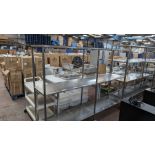 Large stainless steel 3-tier mobile shelving unit with max dimensions of approximately 2,450mm x 505
