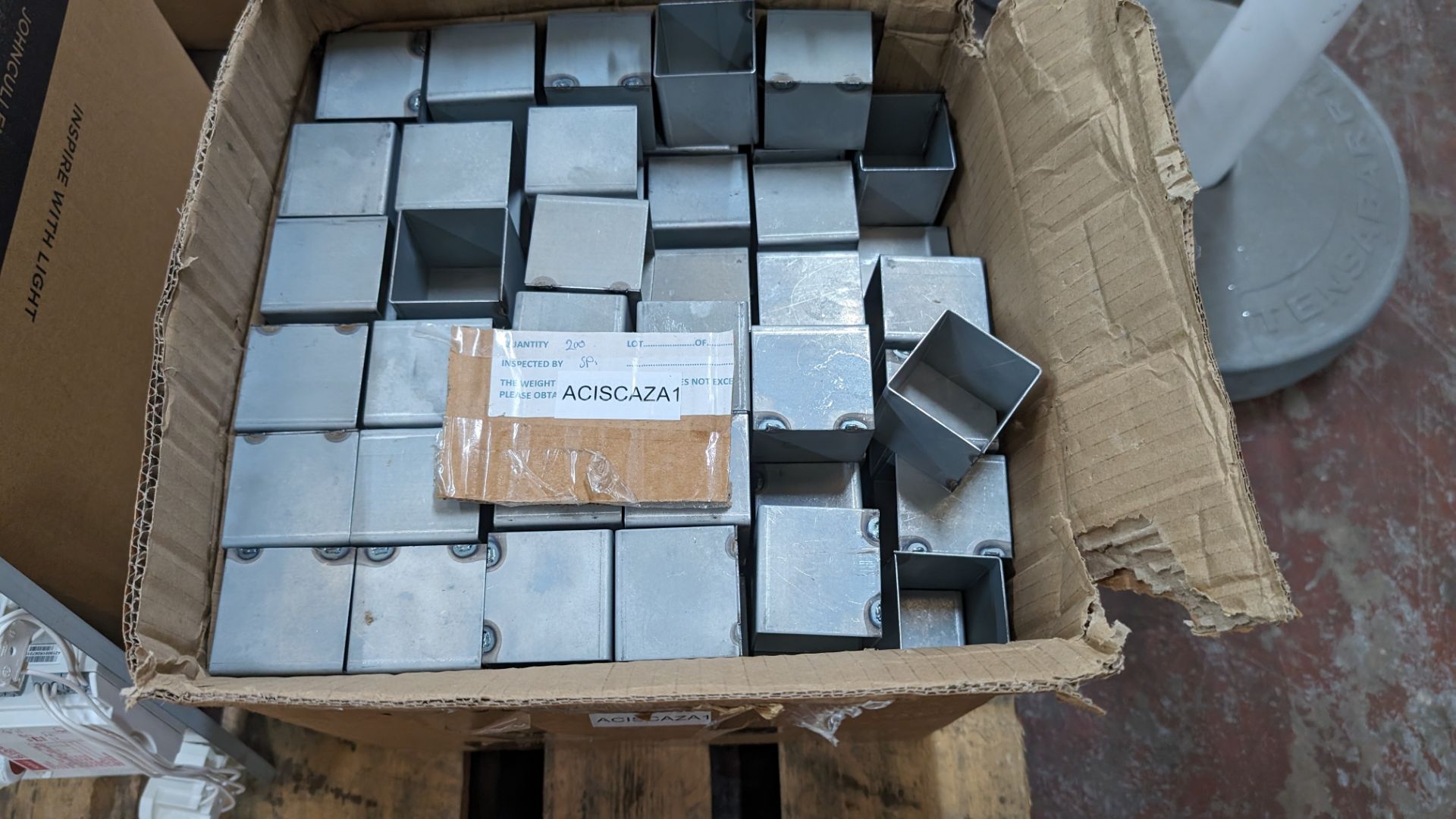 Box of lighting sleeves plus 2 boxes of square metal fixtures - Image 9 of 16