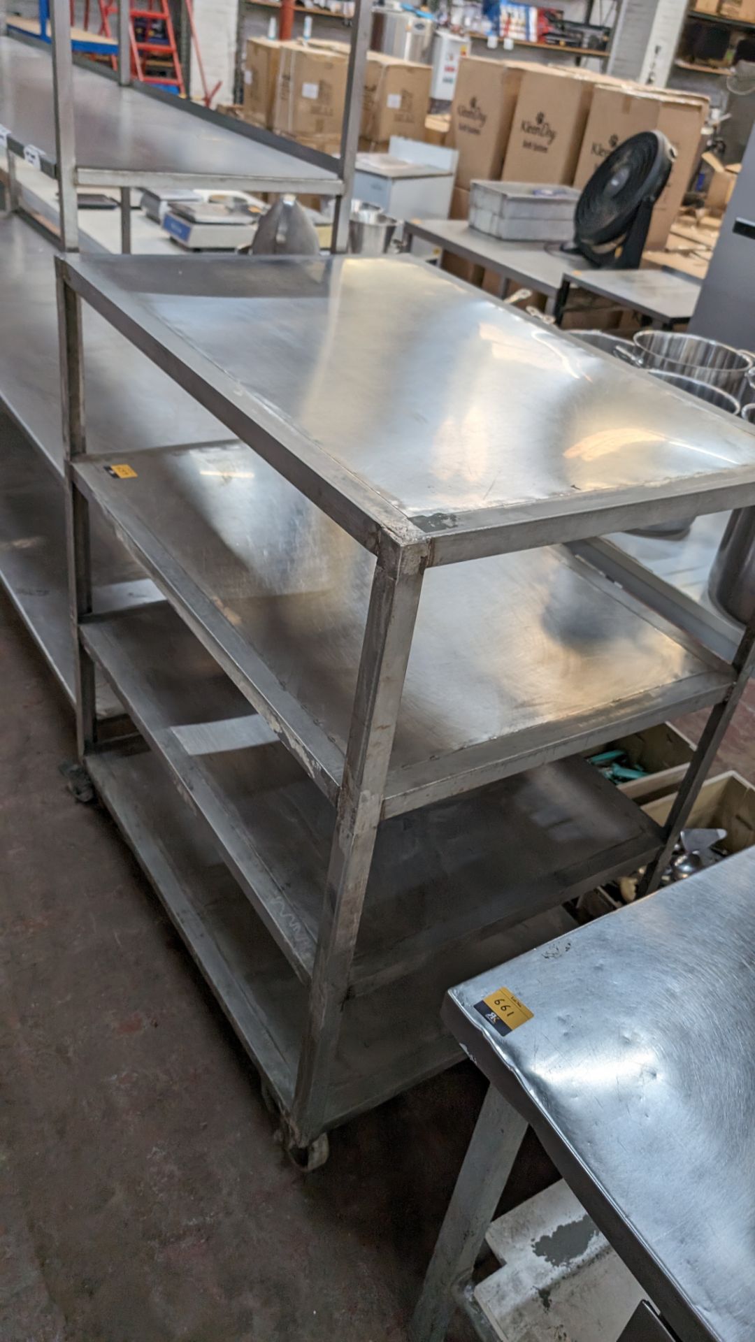 Mobile stainless steel rack with max dimensions of approximately 1,085mm x 750mm x 1,320mm. NB: on - Image 6 of 6