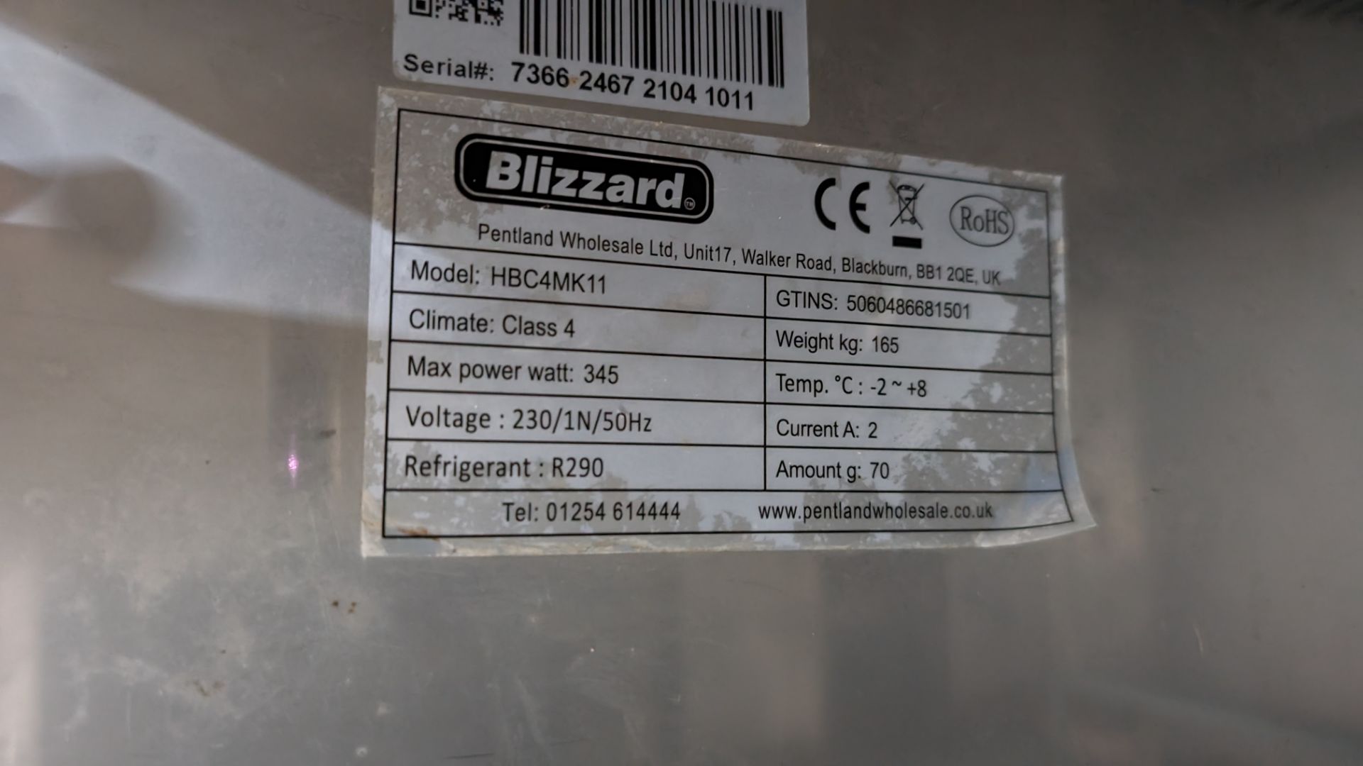 Blizzard stainless steel 4-door refrigerated prep cabinet - Image 6 of 8