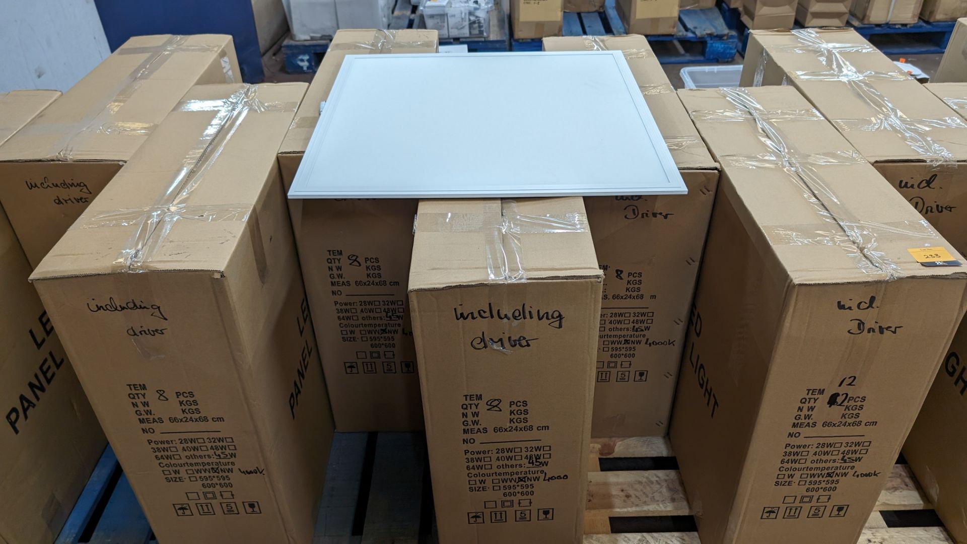 24 off 595mm x 595mm 4000k 45w LED lighting panel, each including driver. This lot comprises 3 cart