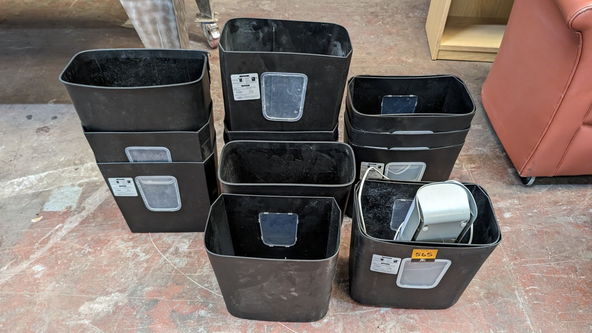 Quantity of shredder buckets plus an office laminator