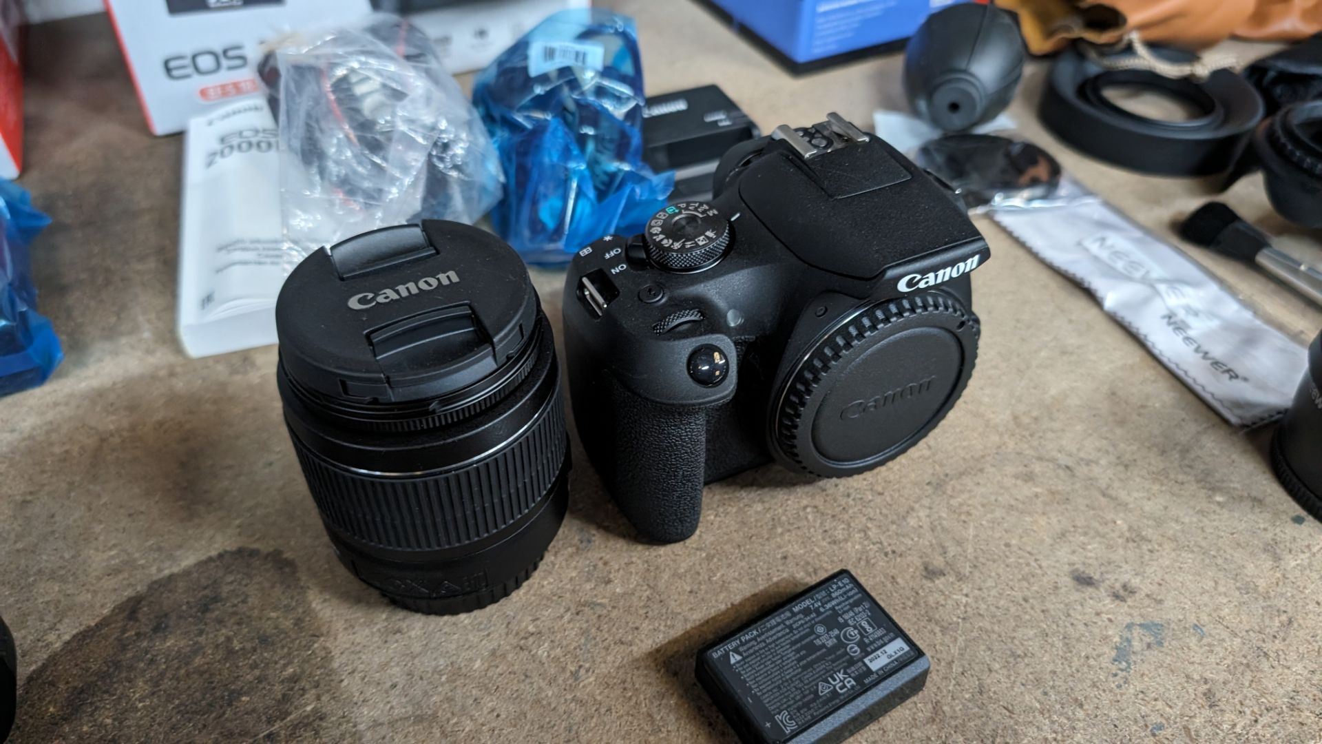 Canon EOS 2000D camera with EFS 18-55mm lens plus battery, charger, strap and more - Image 8 of 15