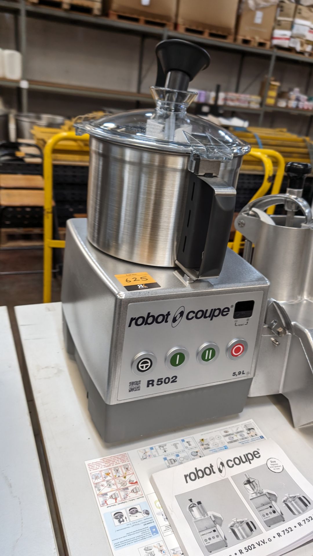 Robot Coupe model R502 5.9L commercial food processor plus vegetable processor attachment. Both the - Image 5 of 10